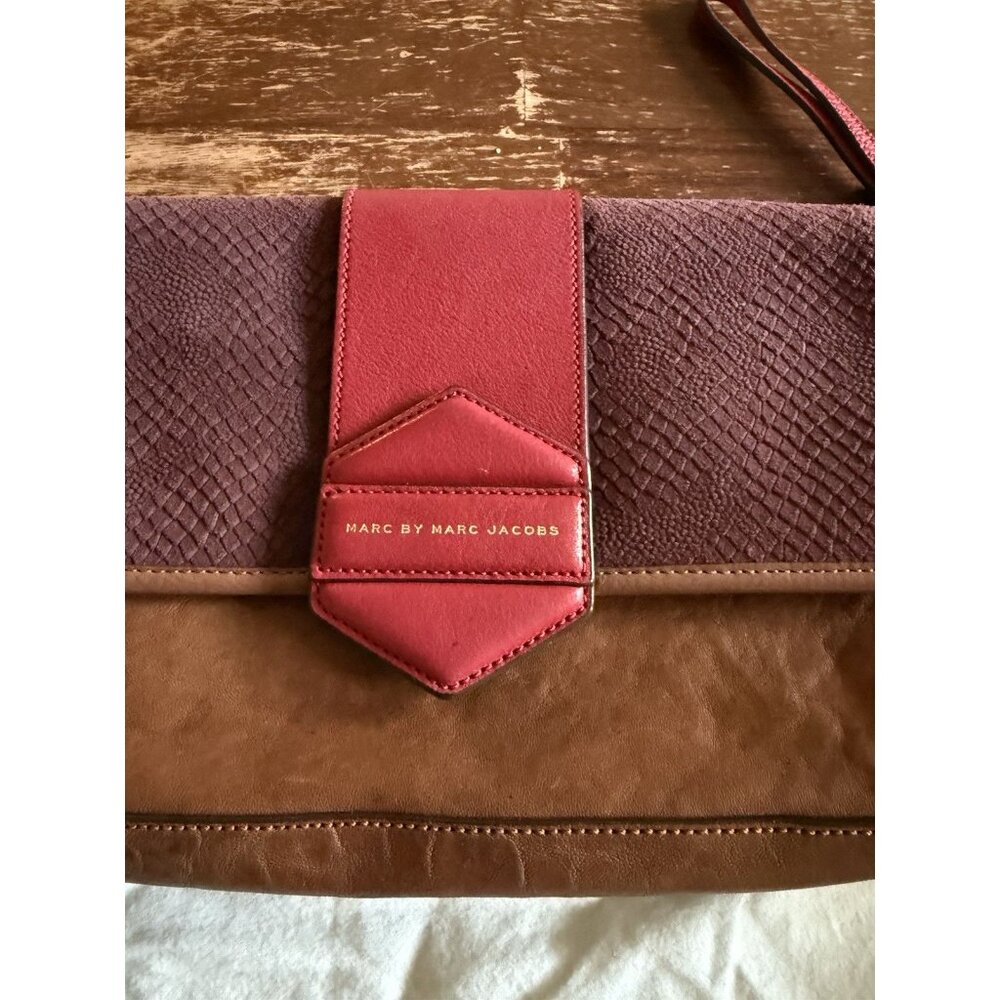 marc by marc jacobs color block brown red leather… - image 4